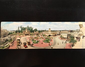 Disneyland Vintage Panorama Postcard Main Street Town Square & Town Hall