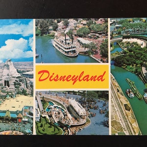 Vintage Disneyland - Multi View Card of Matterhorn Mountain, Mark Twain, It&#39;s A Small World, and More