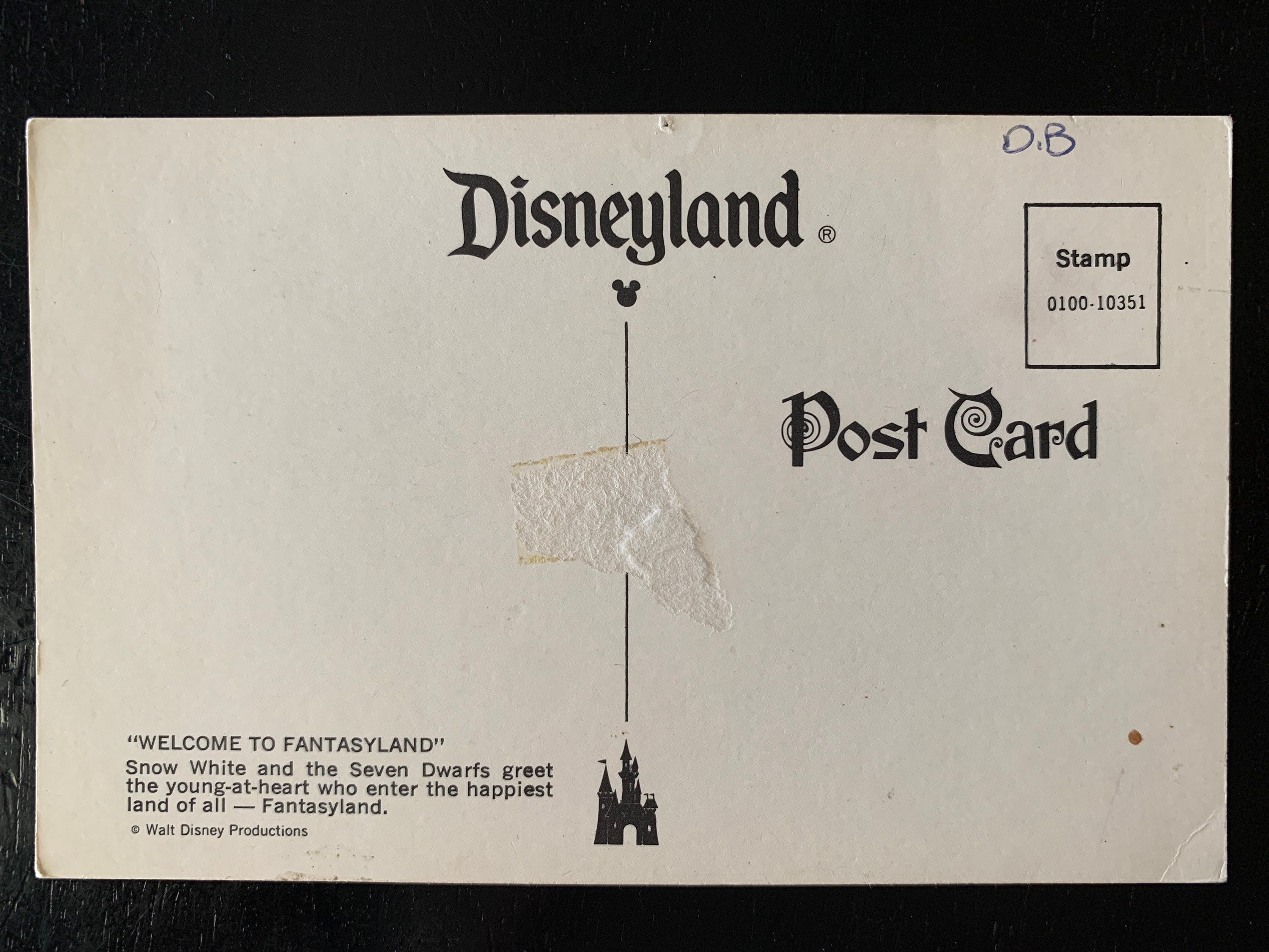 Vintage Disneyland Postcard to Fantasyland Snow White and the