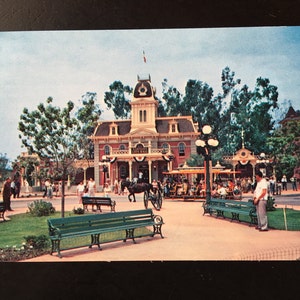 Vintage Disneyland Main Street U.S.A. Postcard - Town Square - City Hall