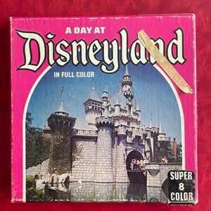 Vintage A Day At Disneyland in Full Color Super 8 mm Film Walt Disney pink cover