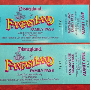 1983 Disneyland The New Fantasyland Family Pass Special Edition Commemorative Entry Ticket