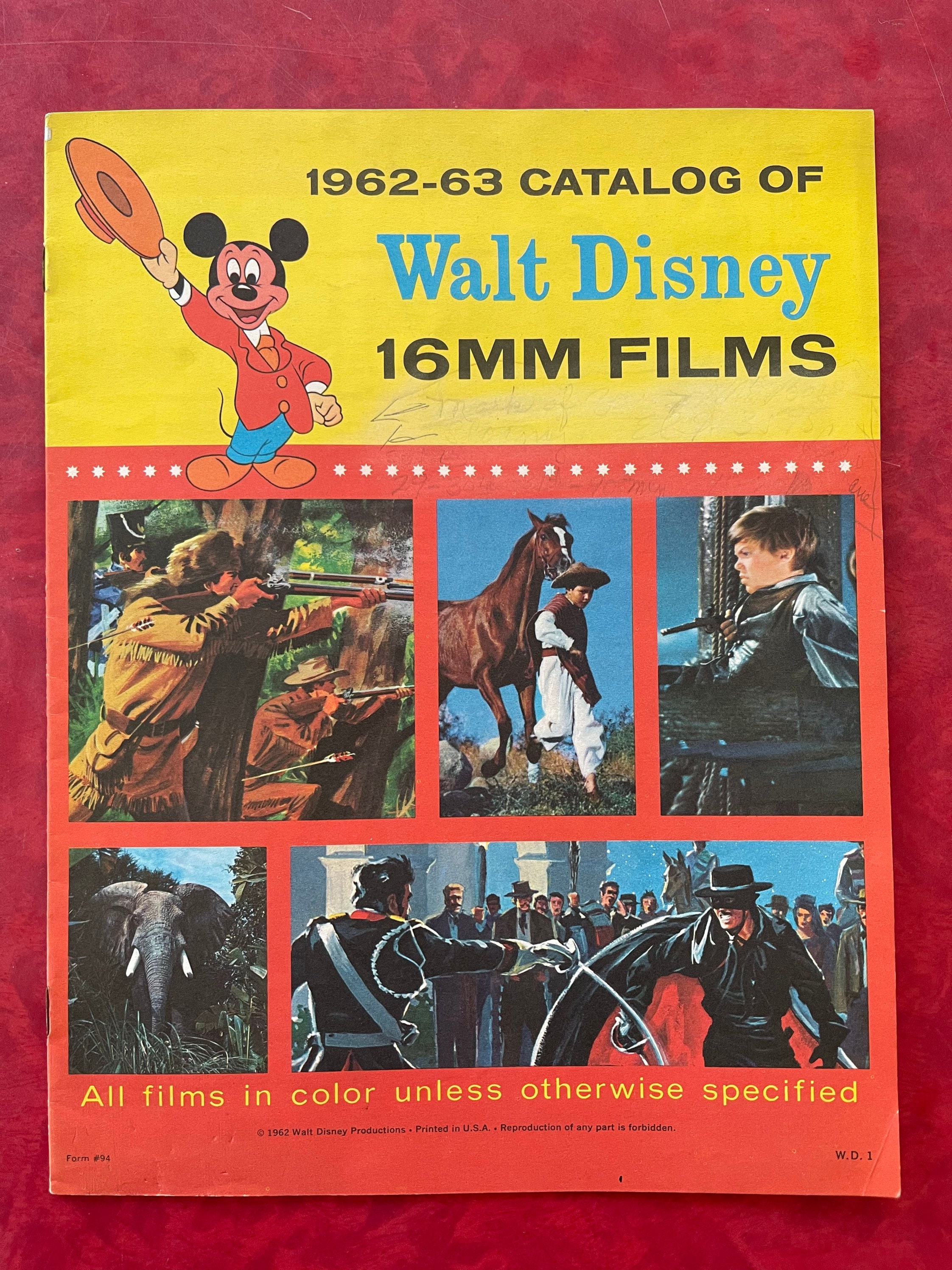 コレクション THE  WALT  DISNEY 1962-63 Walt Disney Entertainment Motion Pictures Catalog of 16mm