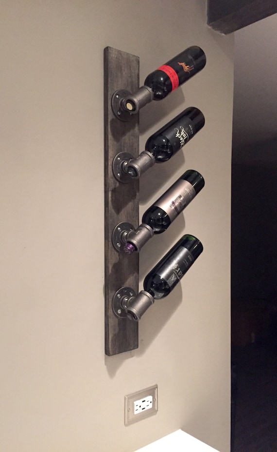 Industrial Modern Wall Wine Rack Unique Vertical Wall Etsy