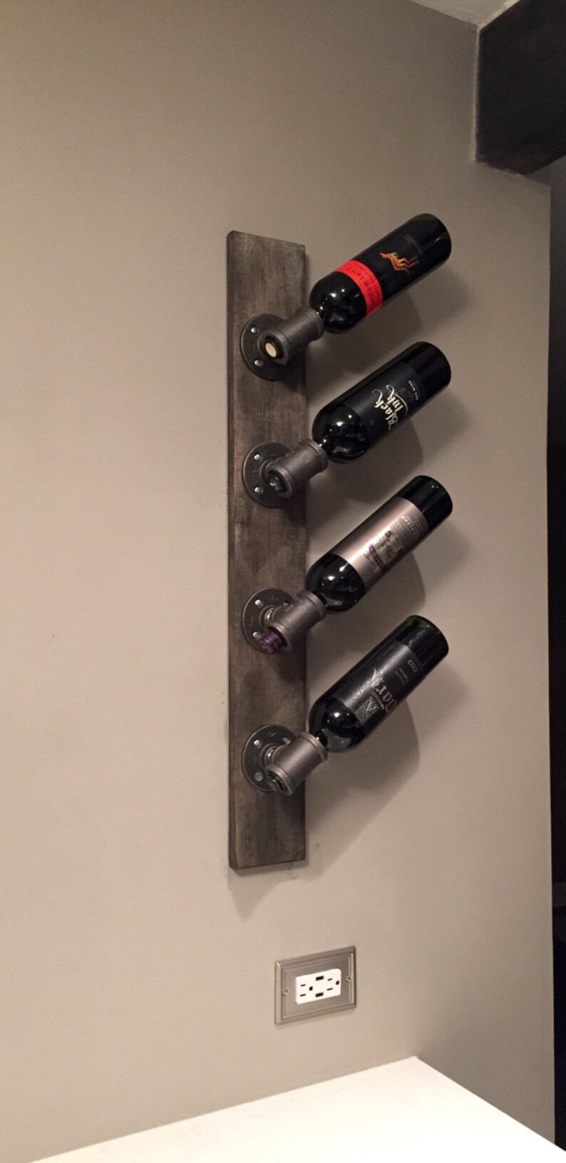 Industrial Modern Wall Wine Rack Unique Vertical Mounted Custom Stain