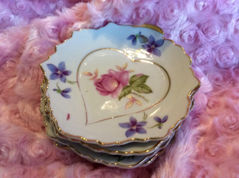 Set of four Lefton china trinket or nut dishesashtray 4