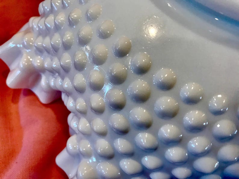 Fenton Hobnail Milk Glass Ruffled Edge Bowl