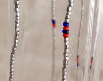 Vintage Handmade Fine Silver Seed Bead Necklace, Mapuche Indian, Araucanía, Chile