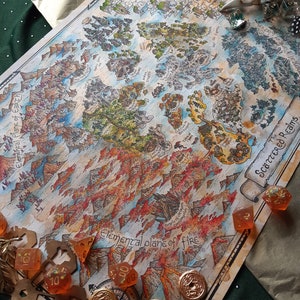 Large (A3) (FULL CLOUR) Hand Drawn Custom Fantasy Map