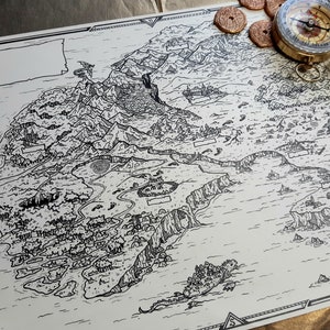 Atramento Isle. Inktober Fantasy Island 2019, A4 A3 kleurplaat
