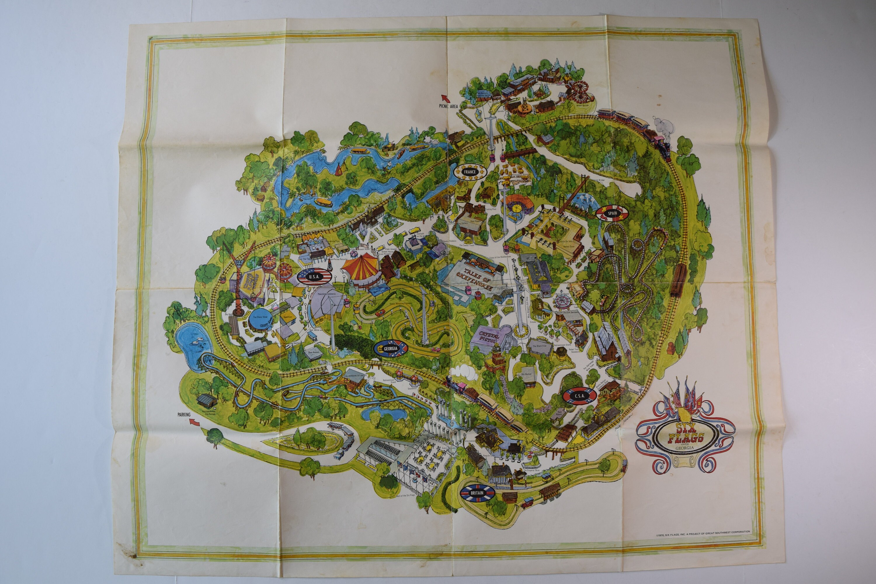 Six Flags Over Georgia Vintage Souvenir Map Theme Park  Etsy