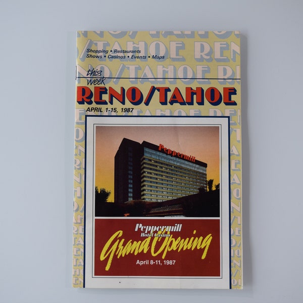 This Week Reno/Tahoe, vintage guide, Nevada, Harrahs's/Peppermill Hotel, events/lodging/restaurants, Blood Sweat & Tears, April 1-5, 1987