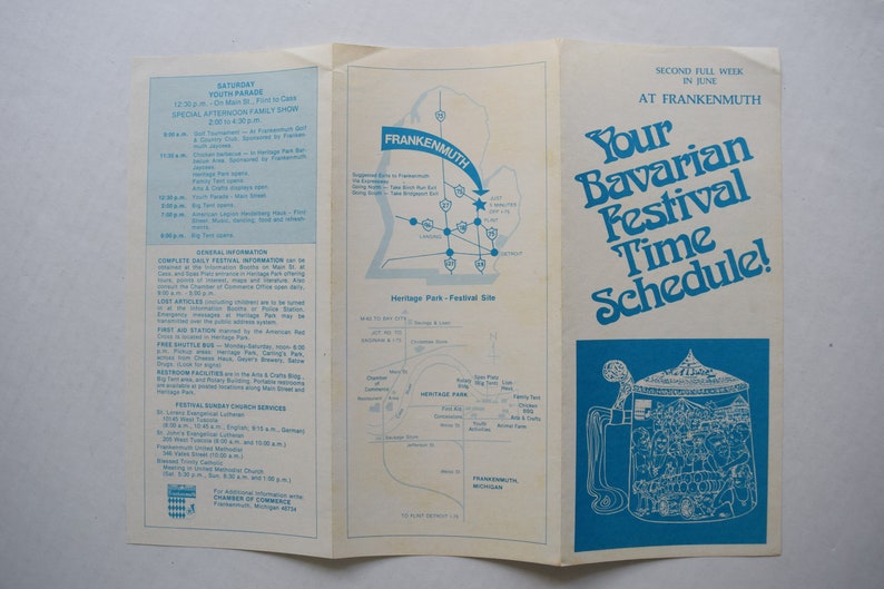 1976 Frankenmuth Bavarian Festival Michigan lot of two vintage travel brochures