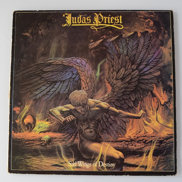 Judas Priest vintage vinyl LP Sad Wings Of Destiny - Heavy Metal/Hard Rock, The Ripper, Rob Halford, French pressing, plays G+, 1981 reissue