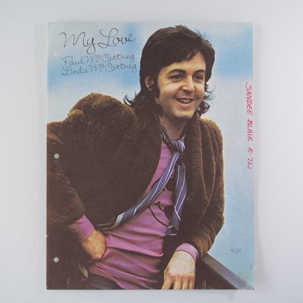 Paul McCartney vintage sheet music, My Love, musical notation / lyrics, Linda McCartney / The Beatles, from Red Rose Speedway LP, 1973