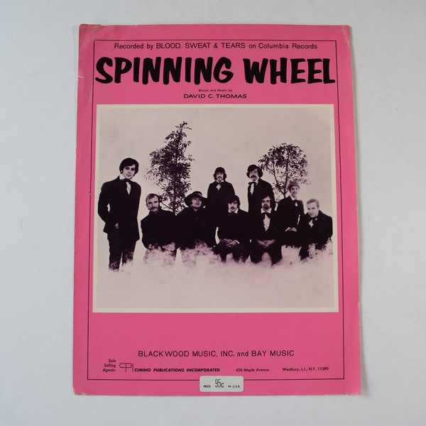 Spinning Wheel, vintage sheet music, Blood, Sweat & Tears, voice/piano, Pop Rock/Jazz Rock/Psychedelic Rock, David Clayton-Thomas, 1969