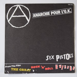 Sex Pistols vintage 7 vinyl record Anarchie Pour L'U.K. 45 RPM, b/w Anarchy In The UK, Johnny Rotten / Malcolm McLaren, France, 1979 image 1
