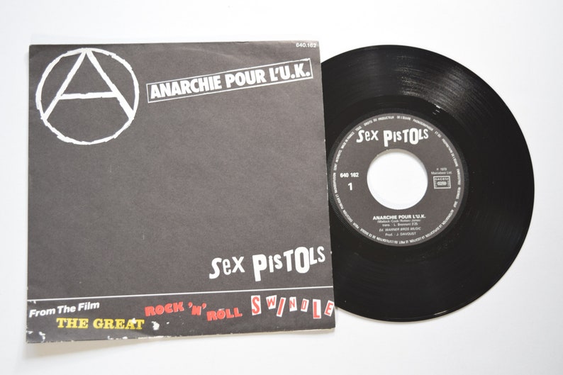 Sex Pistols vintage 7 vinyl record Anarchie Pour L'U.K. 45 RPM, b/w Anarchy In The UK, Johnny Rotten / Malcolm McLaren, France, 1979 image 3