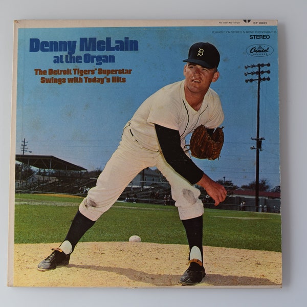 Denny McLain, Vintage vinyl LP, At The Organ, Detroit Tigers / Washington Senators, MLB, Pop / Lounge, Hurdy Gurdy Man, Hammond Organ, 1968