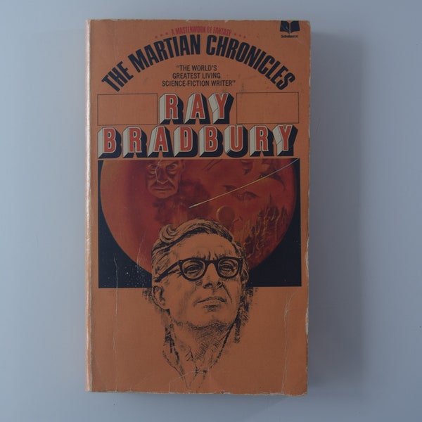 The Martian Chronicles vintage paperback - Ray Bradbury, Science Fiction novel, Green Morning/Night Meeting/Fire Balloons, 1970s printing