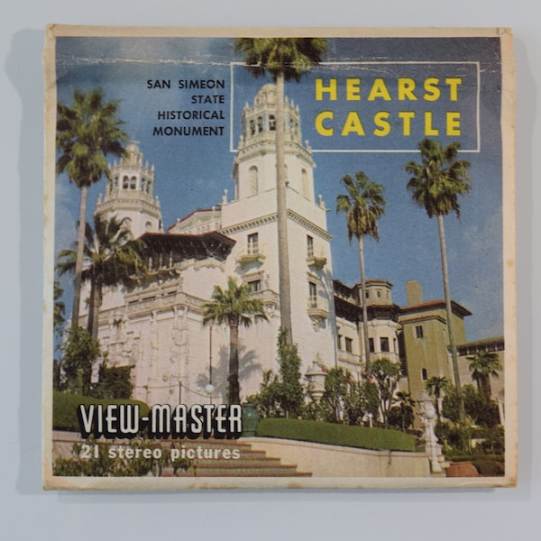 Hearst Castle, vintage View-Master reels, San Simeon, California, scenic attraction, William Randolph Hearst, Sawyer's, packet A 190, 1960's