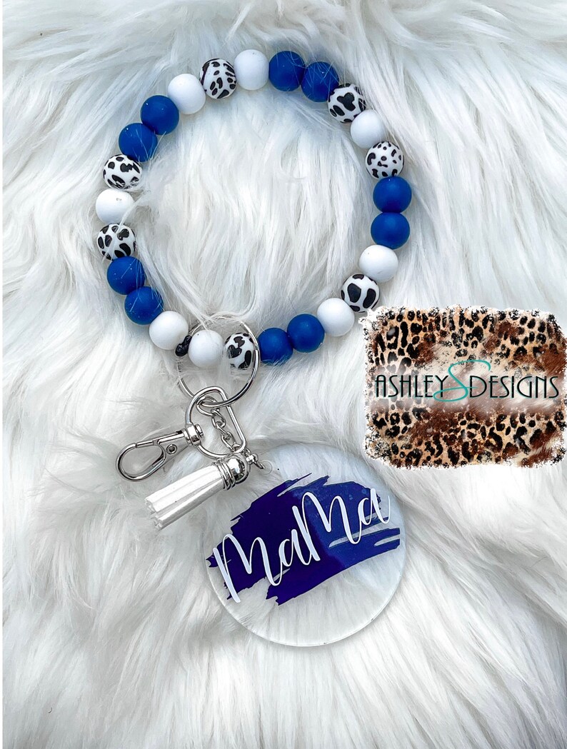 Silicone Bead Bracelet Keychain Bracelet Keychain Keyring Etsy