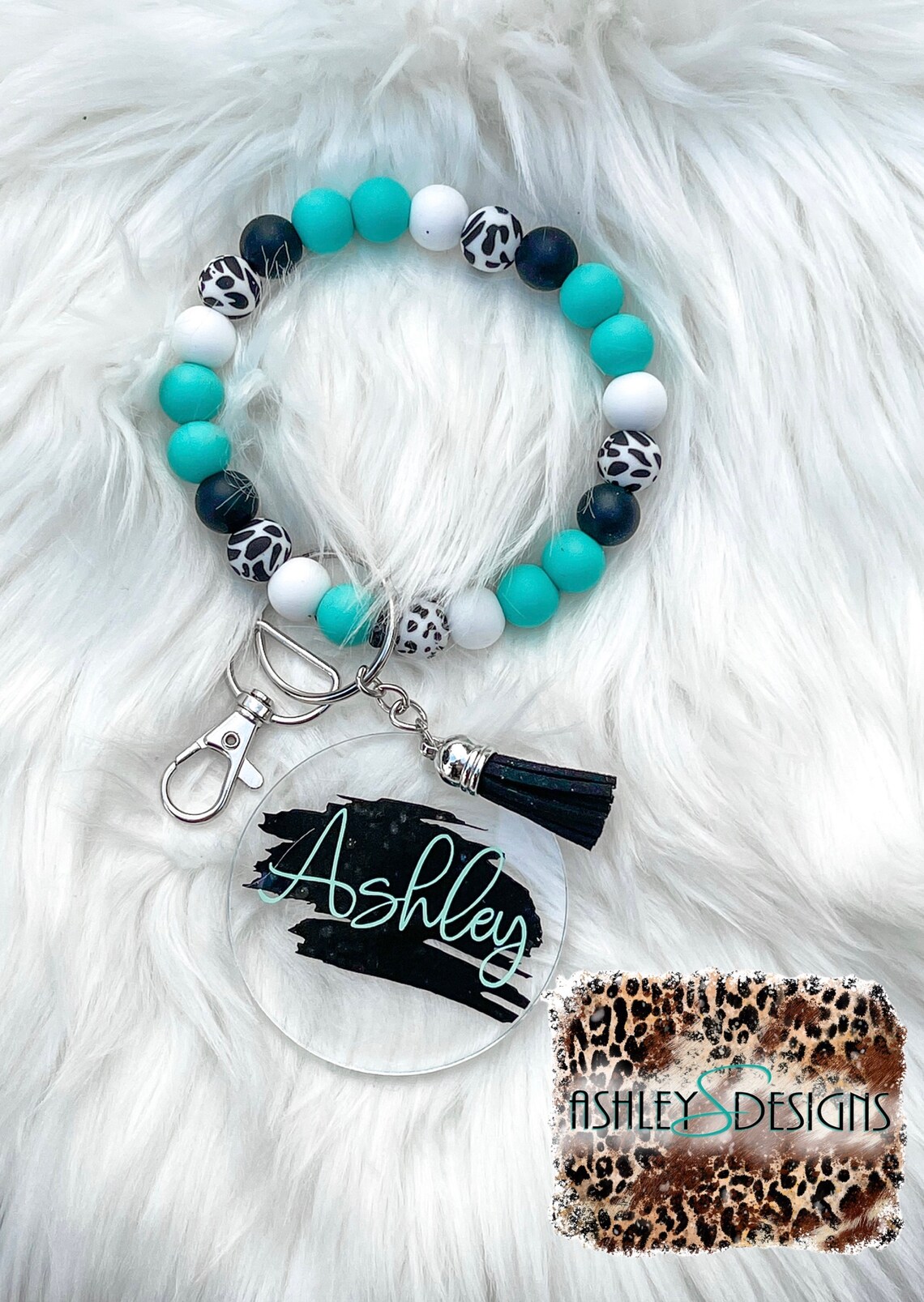 Silicone Bead Bracelet Keychain Bracelet Keychain Keyring Etsy