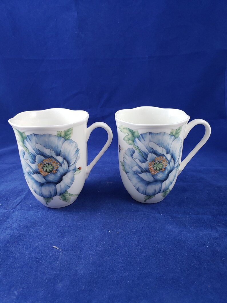 LENOX Butterfly Meadow Coffee Mug Blue Floral Butterflies Set Etsy