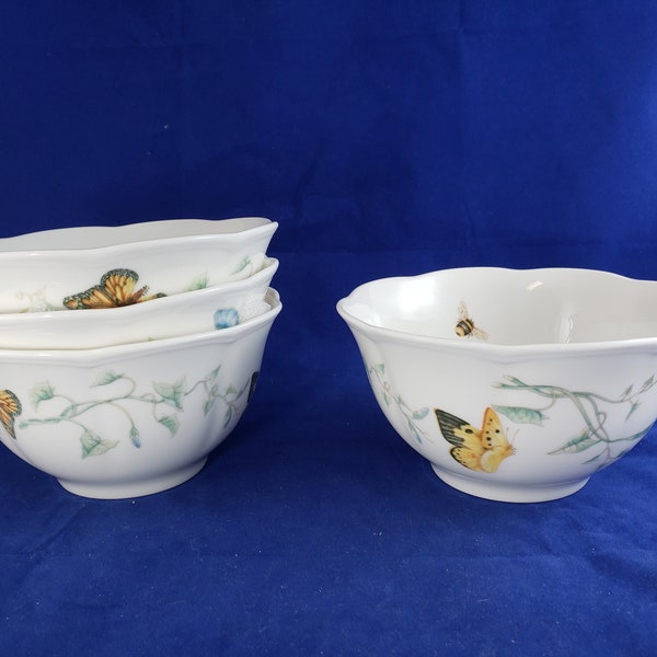 Lenox Butterfly Meadow Cereal or rice bowls Set of 4, 5  5/8 inch