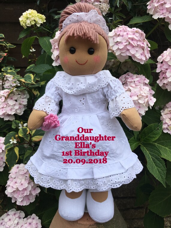 Personalised Rag Doll Goddaughter Granddaughter Daughter Niece Christening 1 