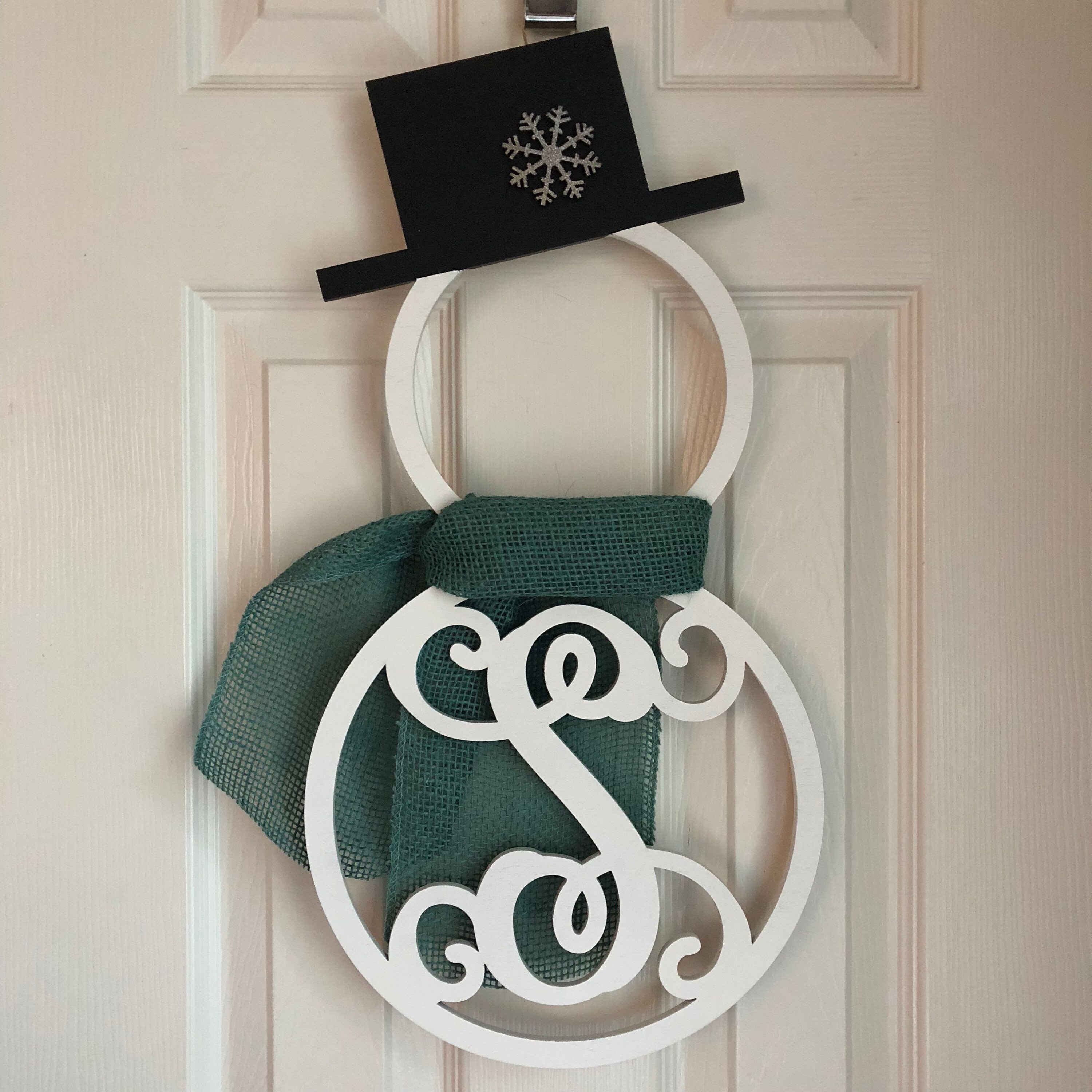 Monogram Snowman Door Hanger Winter Door Hanger Snowman Etsy