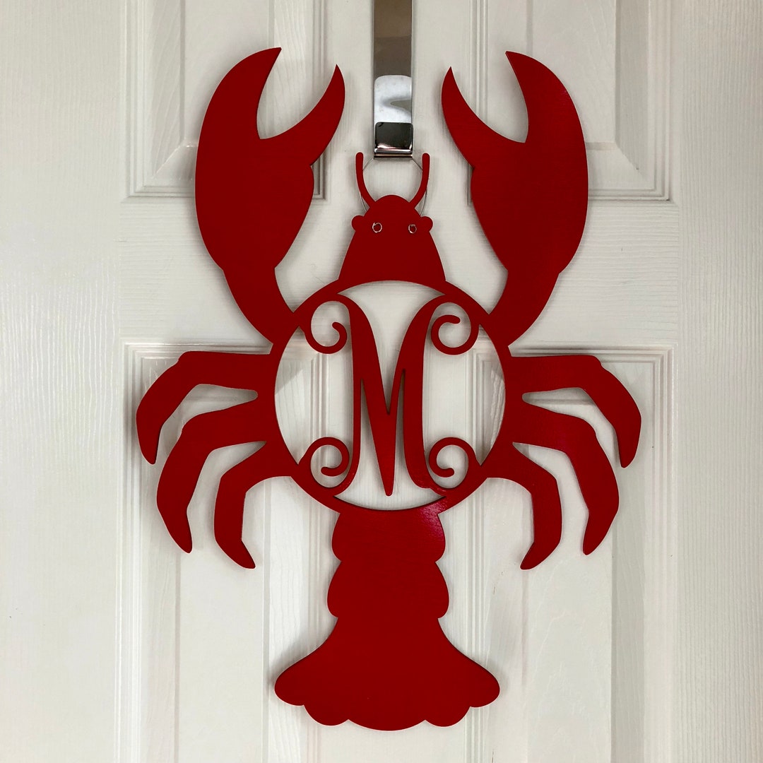 Monogram Lobster Door Hanger Lobster Wreath Lobster Etsy