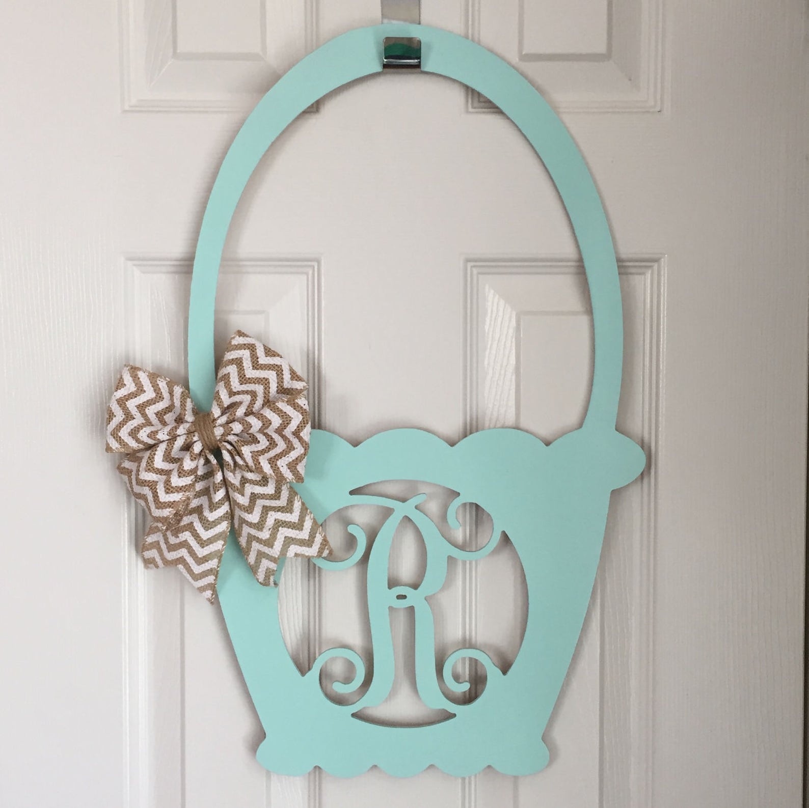 Monogram Easter Basket Door Hanger Spring Door Hanger Etsy