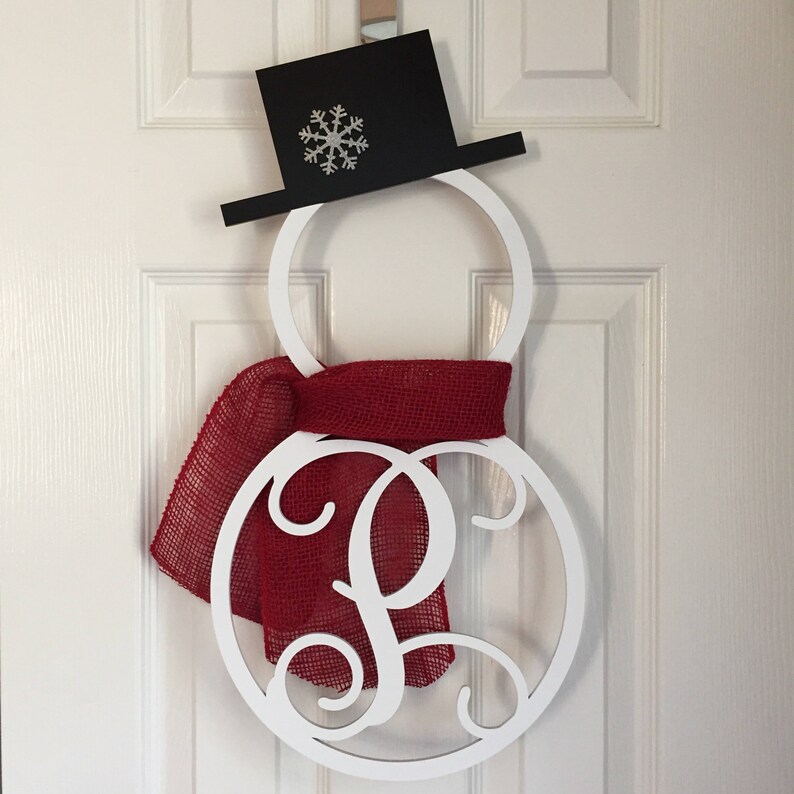 Monogram Snowman Door Hanger Winter Door Hanger Snowman Etsy