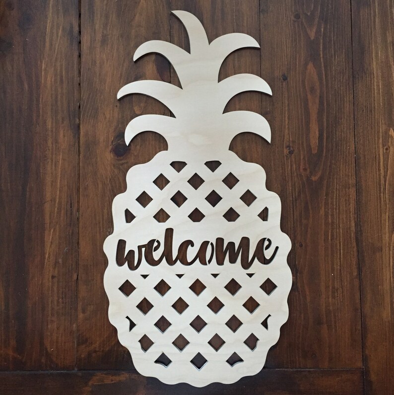 Pineapple Door Hanger Sign Pineapple Wreath Etsy