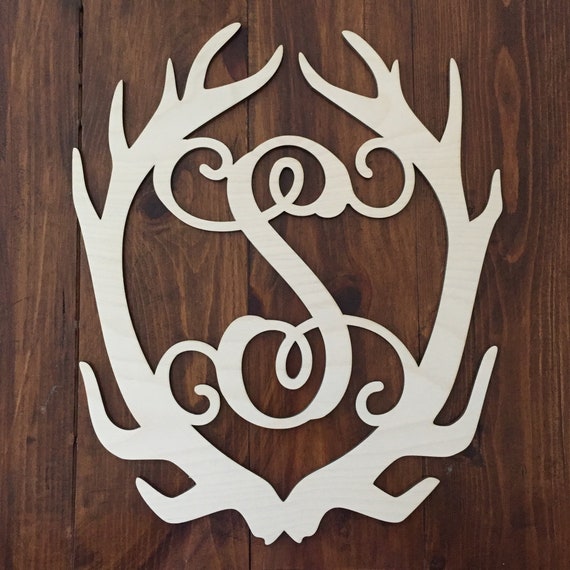 Unfinished Monogram Antler Door Hanger Rustic Country Door Etsy