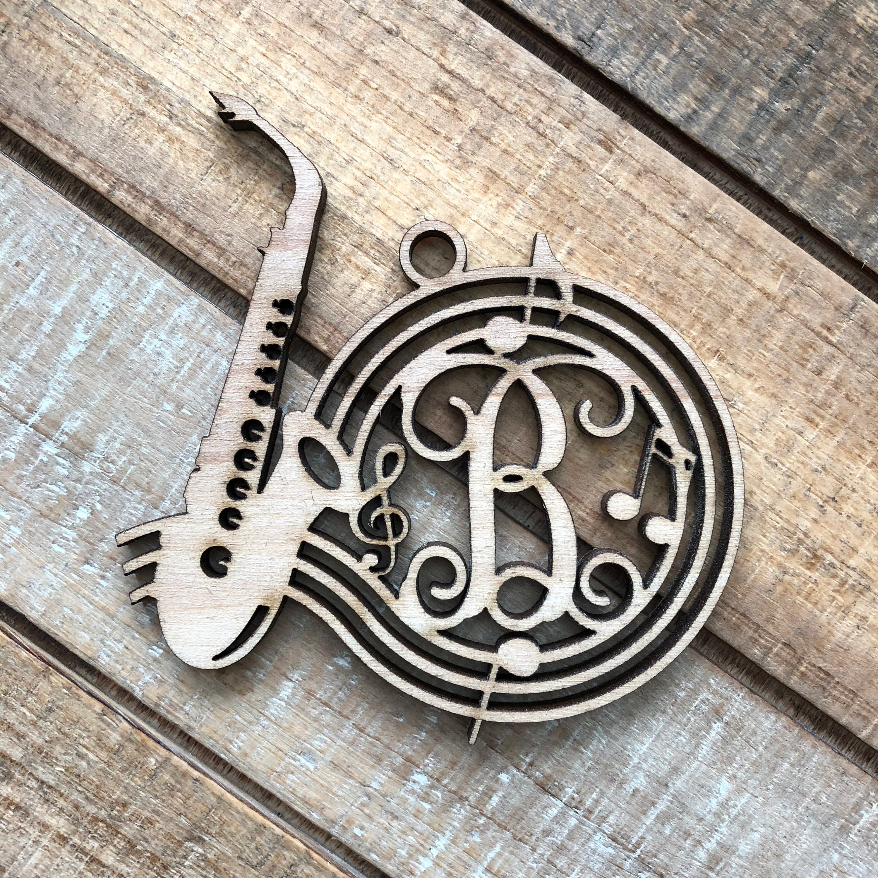 Monogram Saxophone Christmas Ornament Personalized Saxophone Etsy