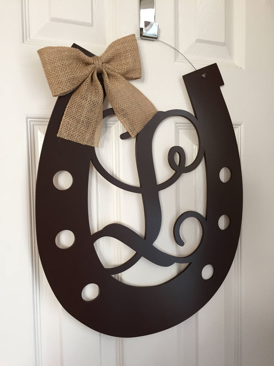 Monogram Horseshoe Door Hanger Horse Shoe Door Hanger Etsy