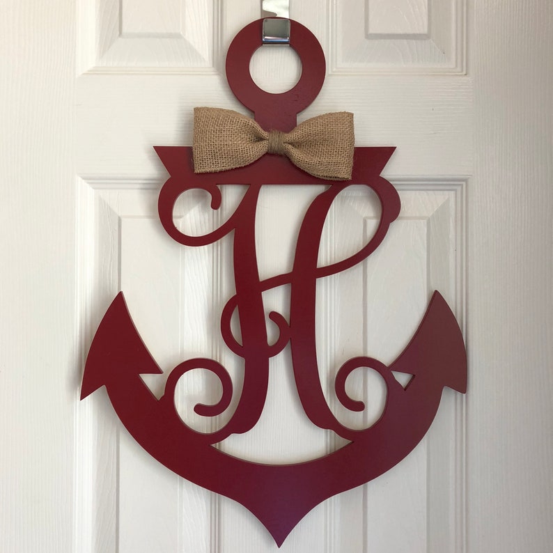 Monogram Anchor Door Hanger Nautical Door Hanger Anchor Etsy