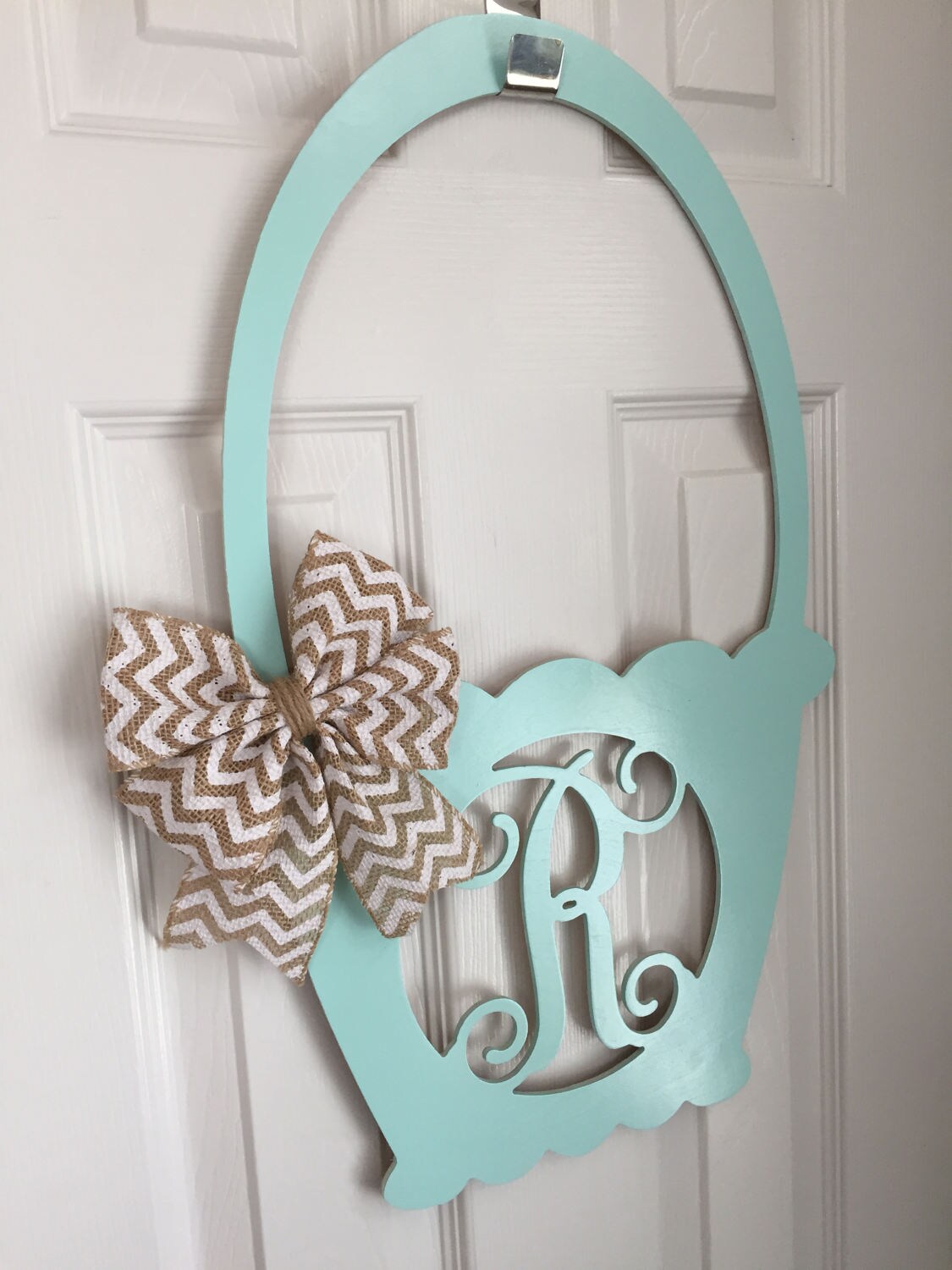 Monogram Easter Basket Door Hanger Spring Door Hanger Etsy