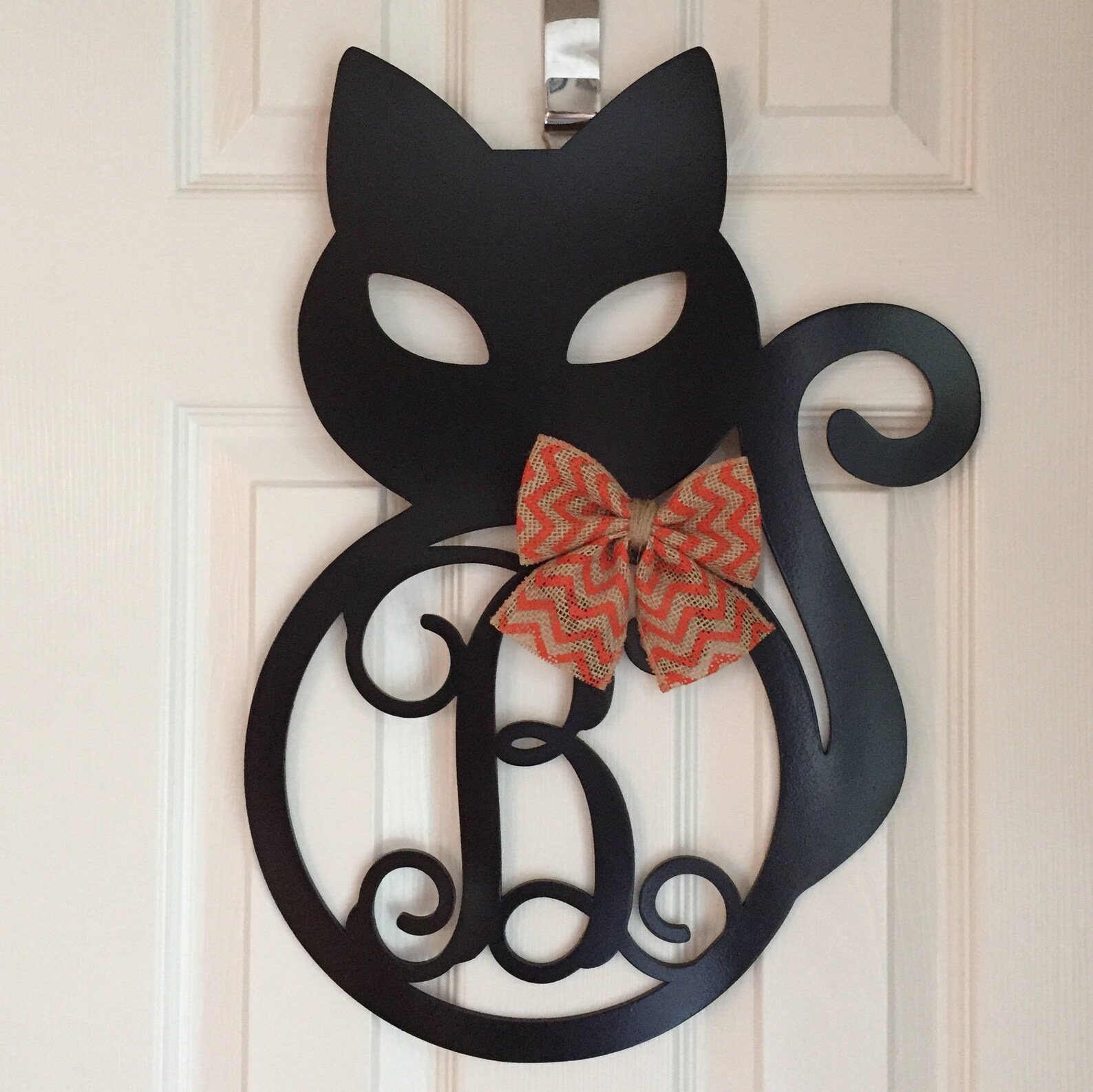 Monogram Black Cat Door Hanger