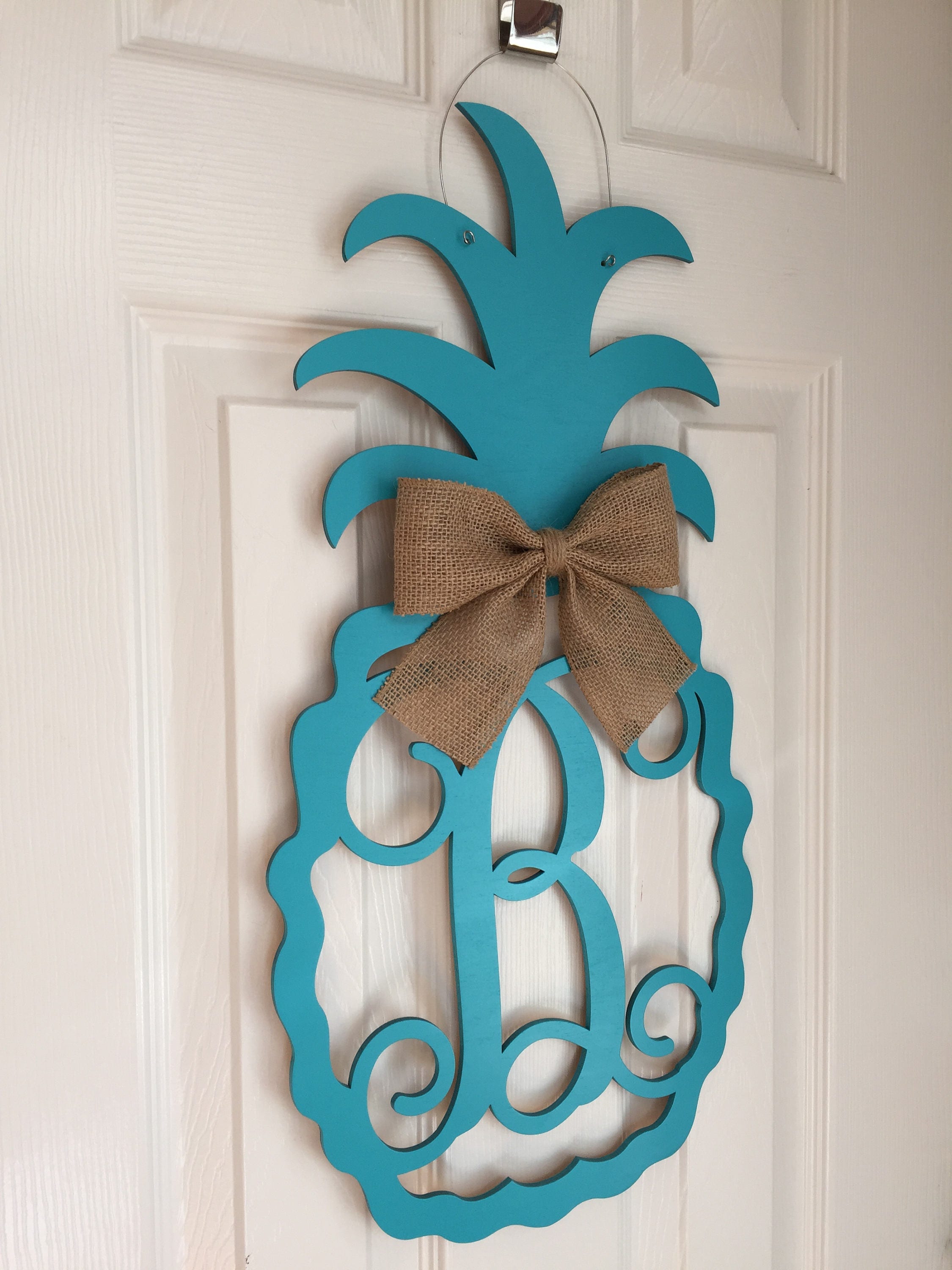 Monogram Pineapple Door Hanger Summer Door Hanger Etsy