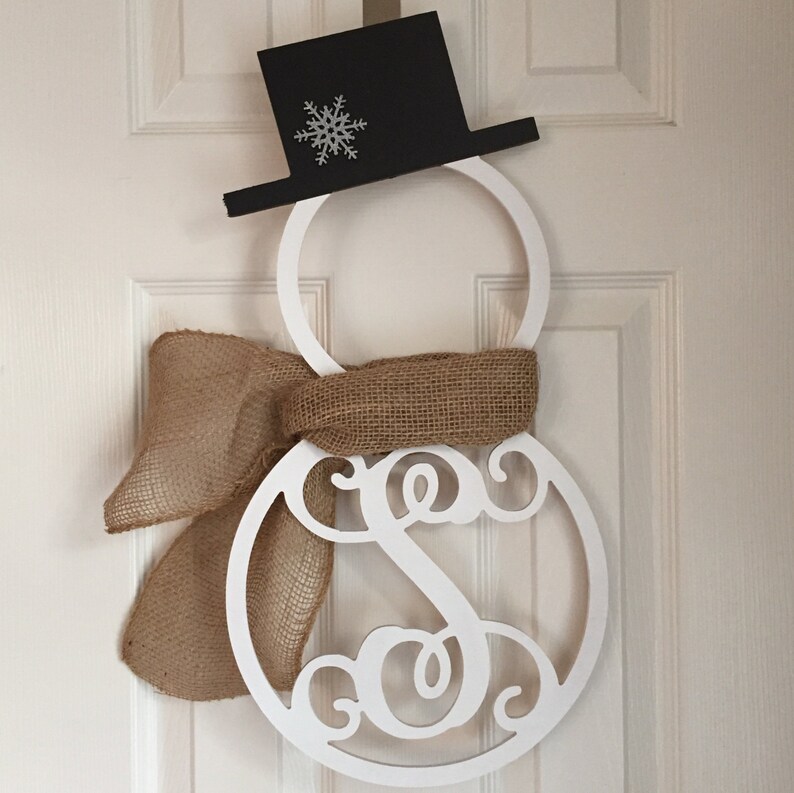 Monogram Snowman Door Hanger Winter Door Hanger Snowman Etsy