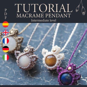 Tutorial macramè a forma di gatto, Crea il tuo ciondolo a forma di gatto in macramè, amuleto in macramè, Tutorial collana a forma di gatto, guida al micromacramè, Tutorial facile, Ciondolo in pietra
