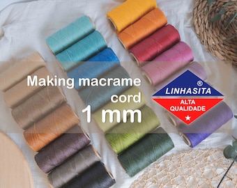 Waxed Thread Micro macrame, Linhasita 1mm Cord, Thread by the meter, Linhasita Waxed Thread, Making macrame, Jewelry Thread, polyester cord