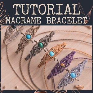 Macrame bracelet tutorial, Bracelet with natural stone tutorial, Easy bracelet tutorial, Macrame Pattern, Knotty Macrame, Bracelet pattern