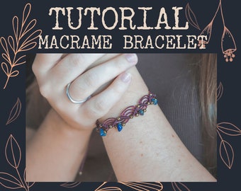 PDF tutorial of macrame bracelet, Step by Step Instructions, Easy beaded bracelet, micromacrame guide, PDF file, Boho jewelry pattern, knots