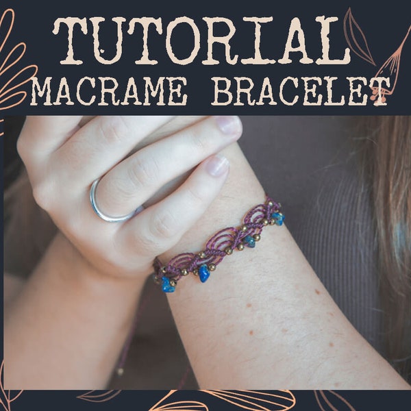 PDF tutorial of macrame bracelet, Step by Step Instructions, Easy beaded bracelet, micromacrame guide, PDF file, Boho jewelry pattern, knots