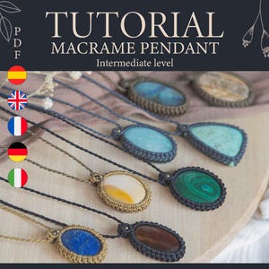 Tutorial Stone Wrapping, Make your macrame pendant, PDF tutorial, micromacrame guide, Instant Download, macrame amulet, tutorial pendant