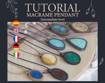 Tutorial Stone Wrapping, Make your macrame pendant, PDF tutorial, micromacrame guide, Instant Download, macrame amulet, tutorial pendant